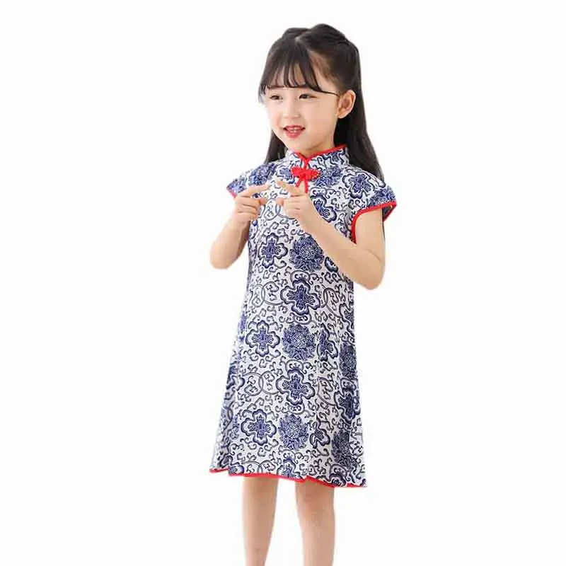 Детская одежда платье для девочек в китайском стиле Cheongsam От 1 до 5 лет детское