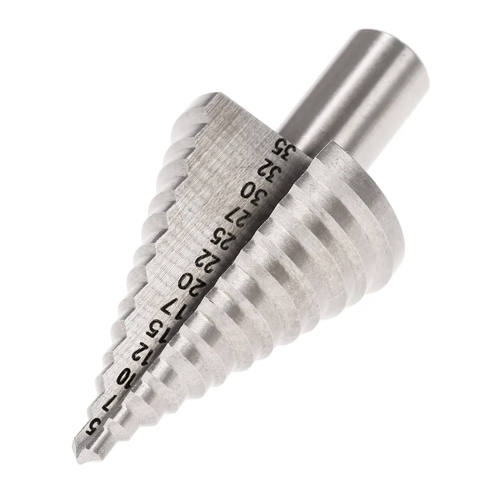 5-35mm HSS Step Drill Bit Rotary Tool Essential Pagoda Drill Hardware Tool 13 Steps Round Shank Straight Flute Step Drill