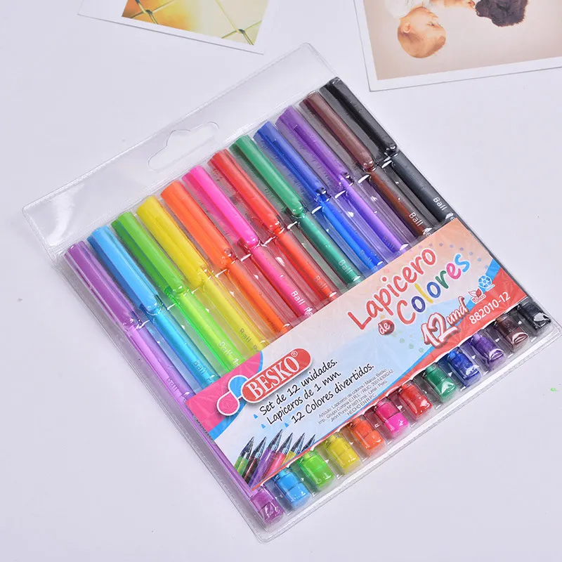 DELVTCH мм 12 шт./компл. 1,0 мм ручка цветная шариковая ручка студент цвет офисные шариковая для подарки детей - Цвет: 0.5mm