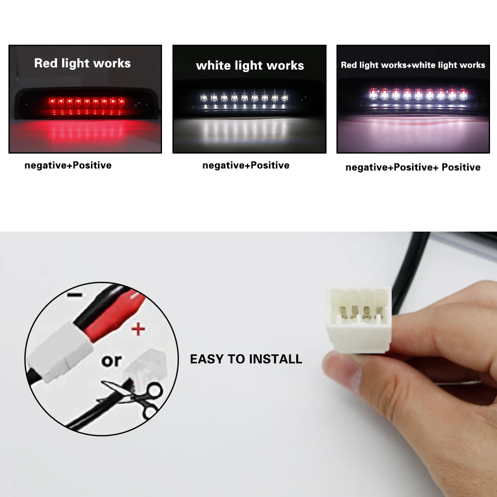 LED 3rd Third Brake Cargo LED Tail Light Lamp for Dodge Ram 1500 2009-2017 & Ram 2500 3500 2010-2017 Black Housing (35)