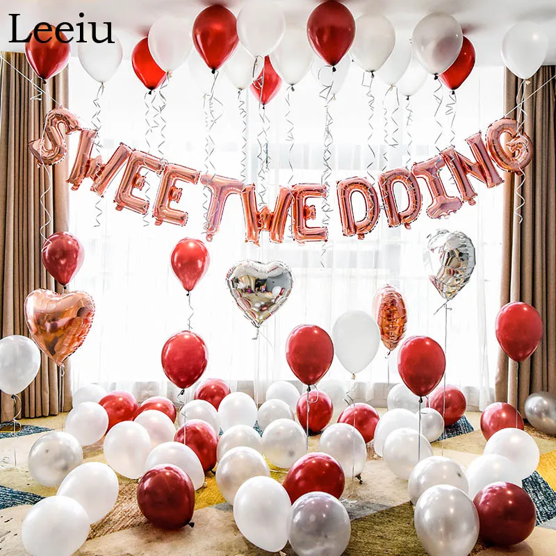 

Leeiu 16 Inch Rose Gold Just Married Happy Wedding Balloons Bridal Shower Foil Letter Balloons Wedding Decoration Party Supplies