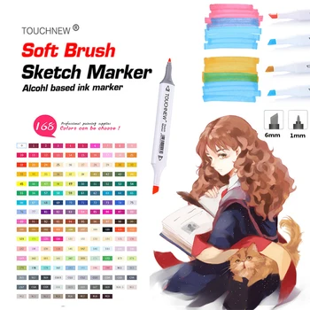 

TOUCHNEW 168 Colors Single Art Markers Pen Sketch Alcohol Based Markers Dual Head Brush Pen For Drawing Manga Art Supplies