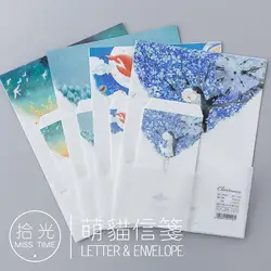 9 шт./компл. 3 конверты + 6 написания бумаги Красивая Природа серии конверт для подарка корейский канцелярские