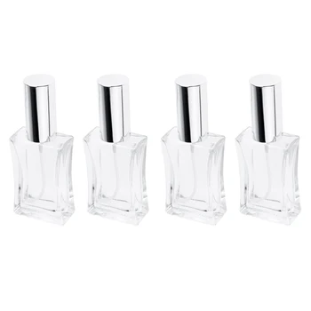 

Set of 4 Empty Premium Perfume Glass Bottles with Silver Atomizer 1-2/3 Ounce/50ml