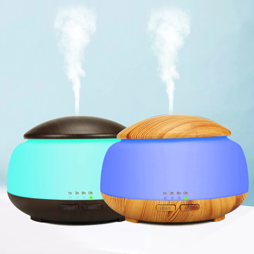 300ml Aroma Humidifier Wood Grain Aromatherapy Oil Diffuser 7 Color