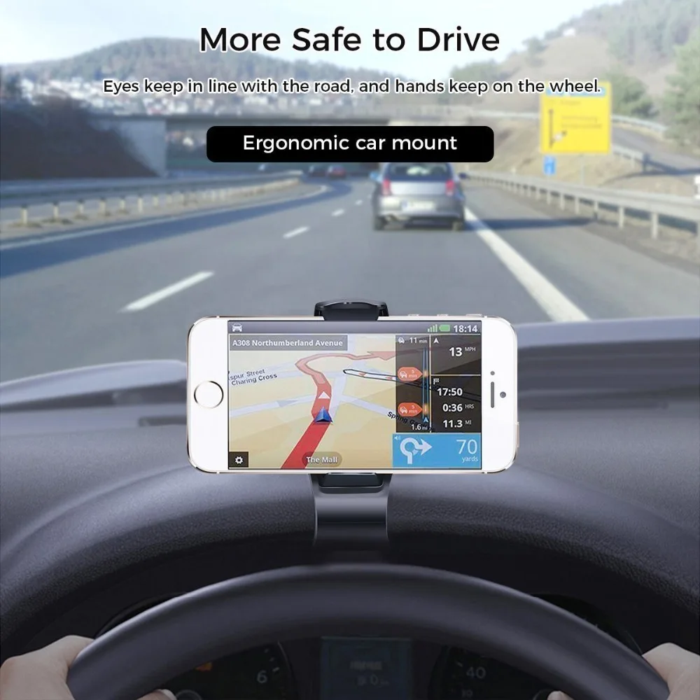 Universal Car Phone GPS Navigator Holder For Iphone XS Max XR 6 7 8 Car Mount HUD Dashboard 360 Rotatable Bracket For Samung (5)