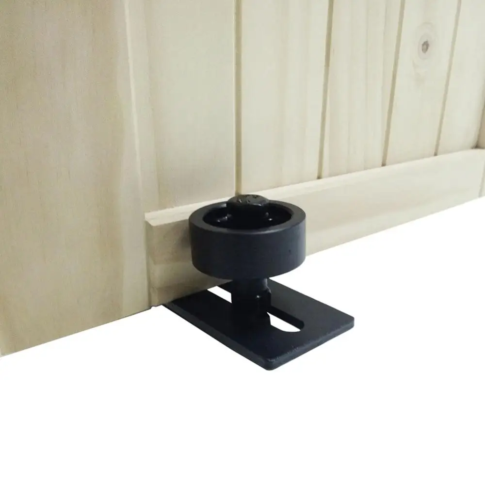 Herrajes de acero al carbono para puerta de Granero, guía de suelo con recubrimiento de polvo negro ajustable|barn door hardware|door hardwarebarn door -