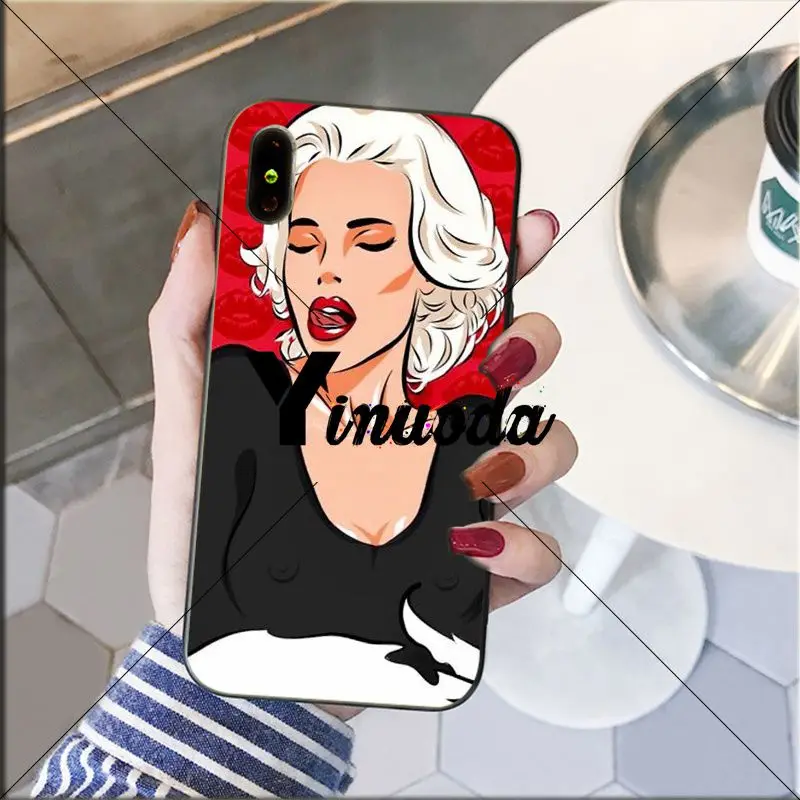 Yinuoda сексуальный женский умный чехол с красными губами для iPhone X XS MAX 6 6S 7 7plus 8 8Plus 5 5S
