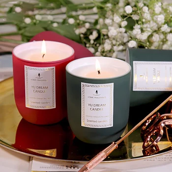 

Natural Essential Oil Scented Candles In Glass Wedding Decoration Soy Wax Christmas Birthday Candles Home Decoration 50X052