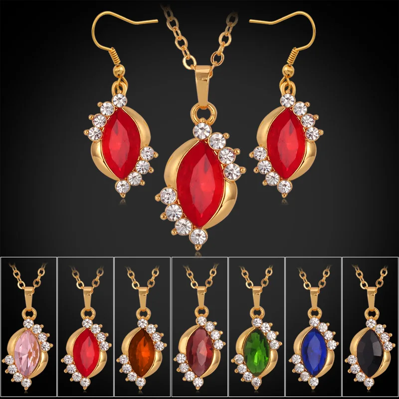 Kpop Trendy Crystal Pendant Earrings Jewelry Set Match Choker Chains