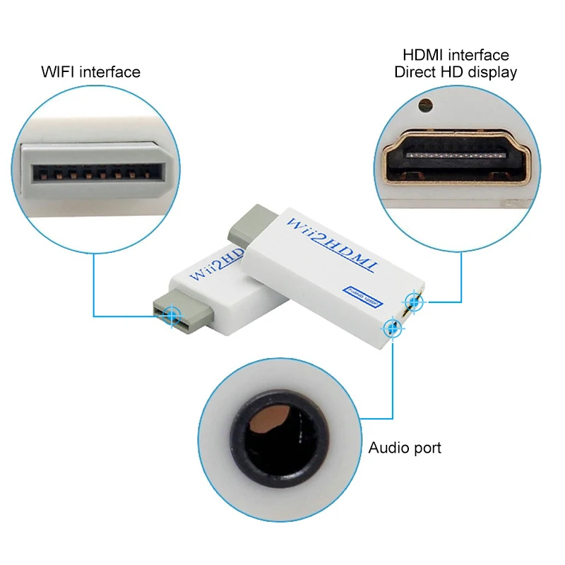  Convertitore per Wii2 a HDMI Full HD Auto Interruttore Risoluzione Supporto Adattatore di Uscita di