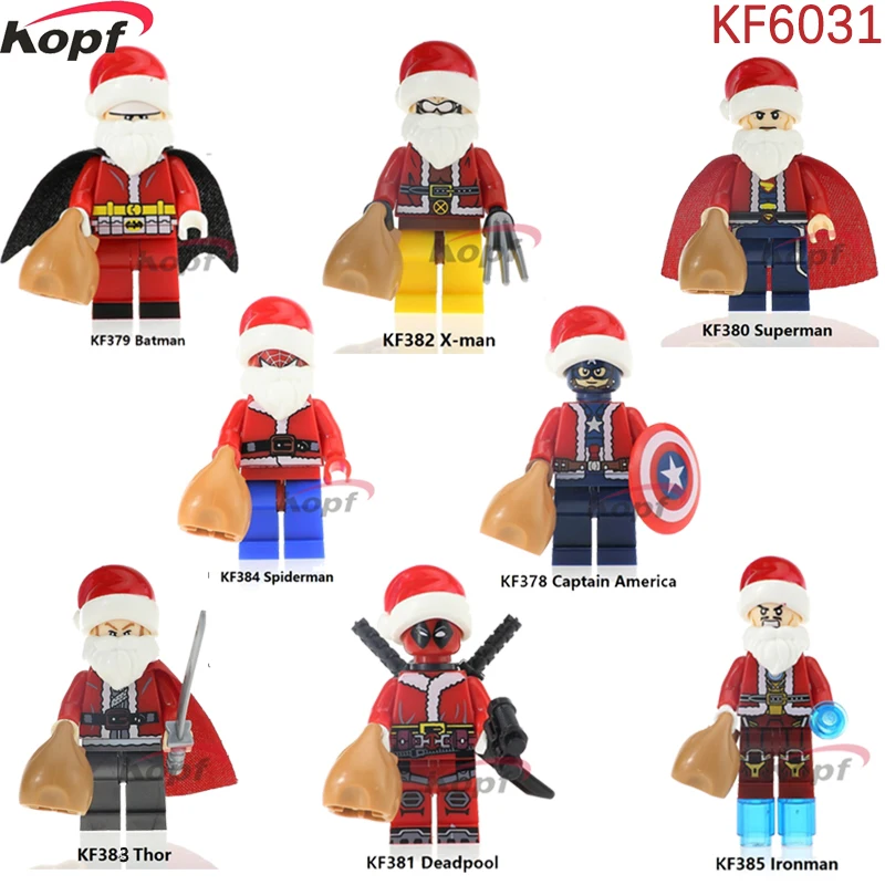 Single Sale Merry Christmas Super Heroes Captain America Batman Superman Deadpool X man Building font b