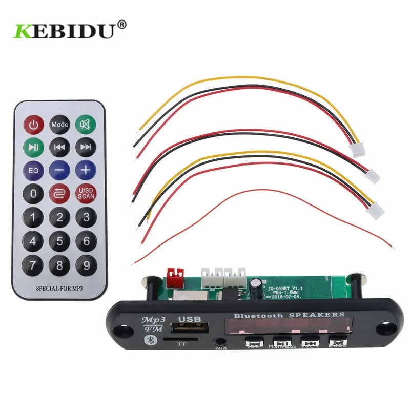 Kebidu Автомобильный USB Bluetooth аудио модуль 5 в 12 В беспроводной 4 1 MP3 WMA декодер плата FM
