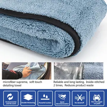 

LumiParty 2pcs/5pcs Fine Fiber Buffing Thick Coral Fleece Car Wash Towel Cleaning Kit Set for Car thick coral fleece r30
