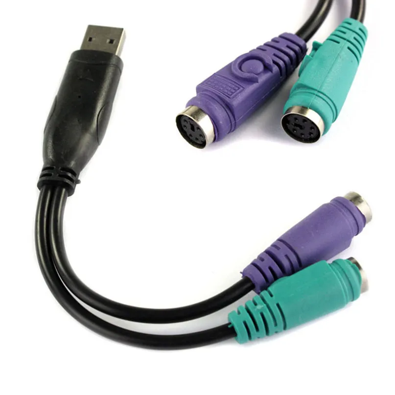 

2019 Universal USB To PS/2 Cable Adapter Convert For Keyboard Mouse KVM Scanner Black Cheap High Quality
