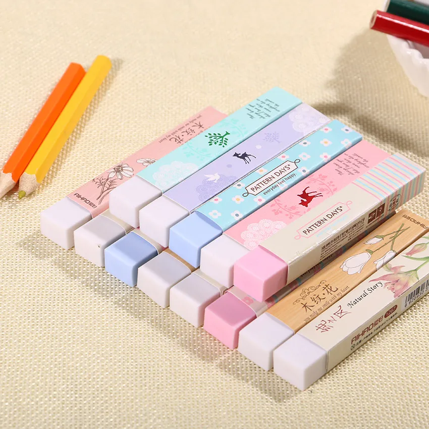 2 PCS Cute Kawaii Cartoon Flower Rubber Eraser Lovely Colored Eraser