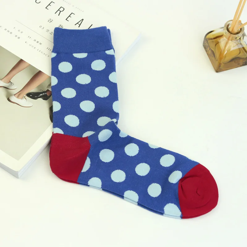 6 пар Для женщин Для мужчин носок Повседневное узором в горошек Happy Sock Excellrnt качество хлопок с оборками Лидер продаж Гольфы Meias