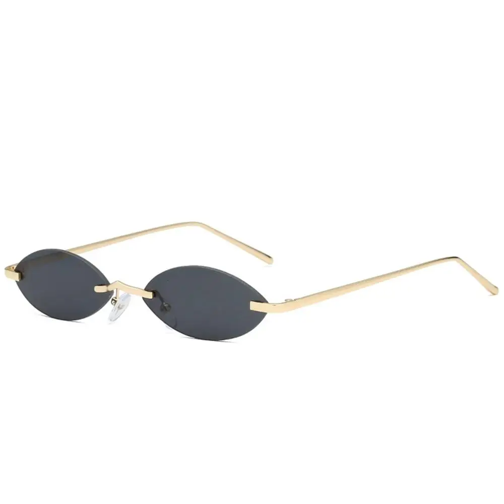 Винтажные маленькие солнцезащитные очки без оправы, женские солнцезащитные очки «кошачий глаз», роскошные брендовые дизайнерские модные узкие овальные очки, солнцезащитные очки - Цвет линз: 01