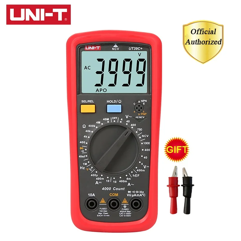 UNI-T UT39A+ UT39C+ цифровой мультиметр портативный Авто Диапазон тест er AC DC V/A Ом/температура/частота/HFE/NCV тест - Цвет: UT39C(PLUS)