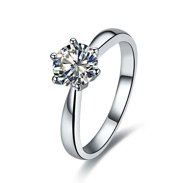 

Luxury Korea Style Premium Quality 1CT Synthetic Diamonds Ring Solid 14Karat White Gold Ring For Women Wedding Gift