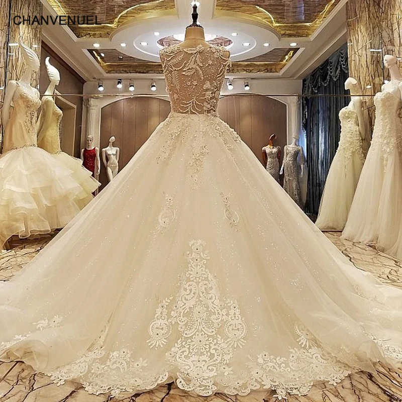 

LS96621 robe de mariage 2018 lace up back floor length ball gown lace wedding dresses organza real photos