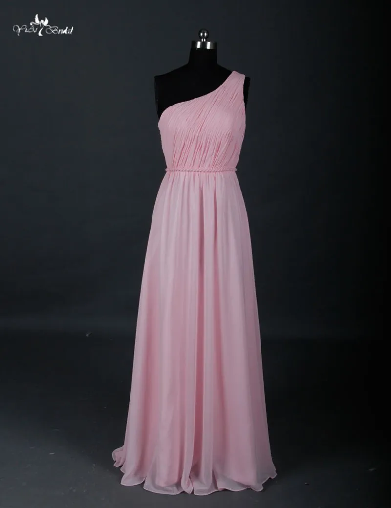 RSE608 розовое длинное шифоновое на одно плечо платье подружки невесты