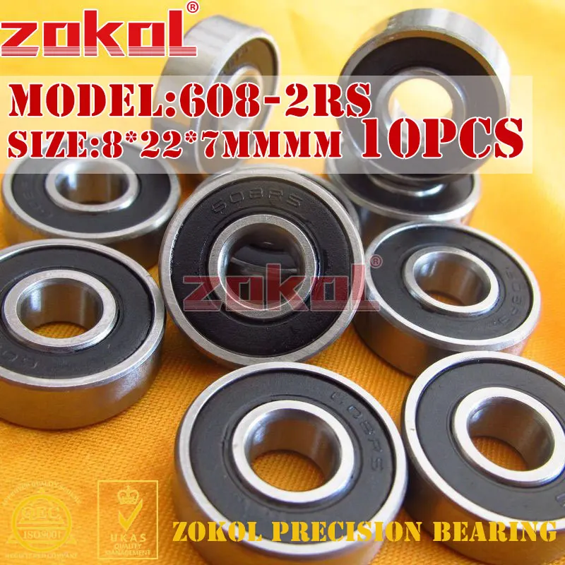 Подшипник zokol 10 шт. 608-2RS 608 2RS 180018 миниатюрный глубокий шаровой подшипник 8*22*7 мм |