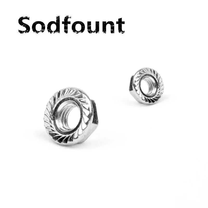 

50pcs/lot Metric thread M3 M4 M5 M6 M8 M10 M12 White zinc Hex Flange Nuts Padded anti-loose nuts