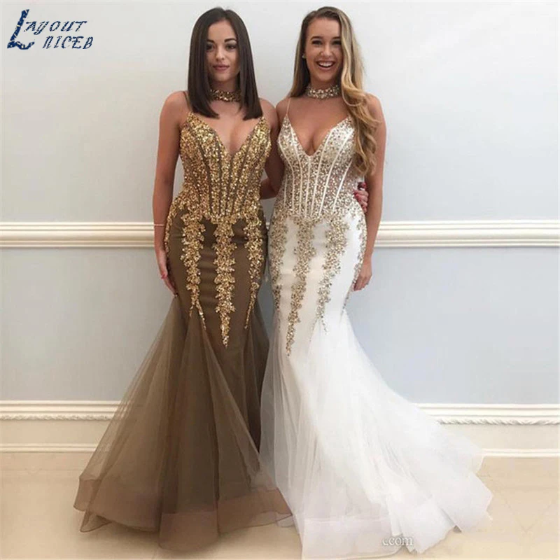 

AE1272 Sexy Spaghetti Strap Sequins Mermaid prom dress robe de soiree vestido de festa evening dress pageant formal party dress