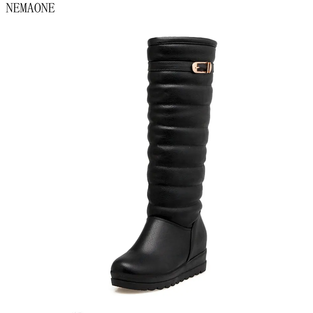 

NEMAONE New Fashion Fox Fur Womens Flats Boots Snow Boots Thick Bottom Big Size 34-43 Female Winter Boot Shoes