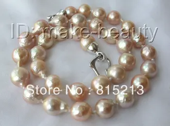 

ddh001001 stunning 13mm baroque pink Edison keshi reborn freshwater pearl necklace