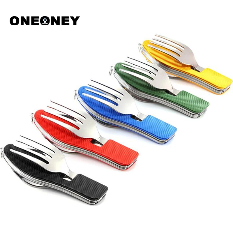 

Oneoney 1 pc Multi-functional Comping Folding Knife Fork Knife Spoon Opener Chief Knife Combination Out Door Detachable