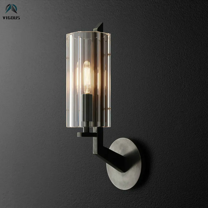 Американский RH чердак краска золото/черный металл E14 Led настенная лампа