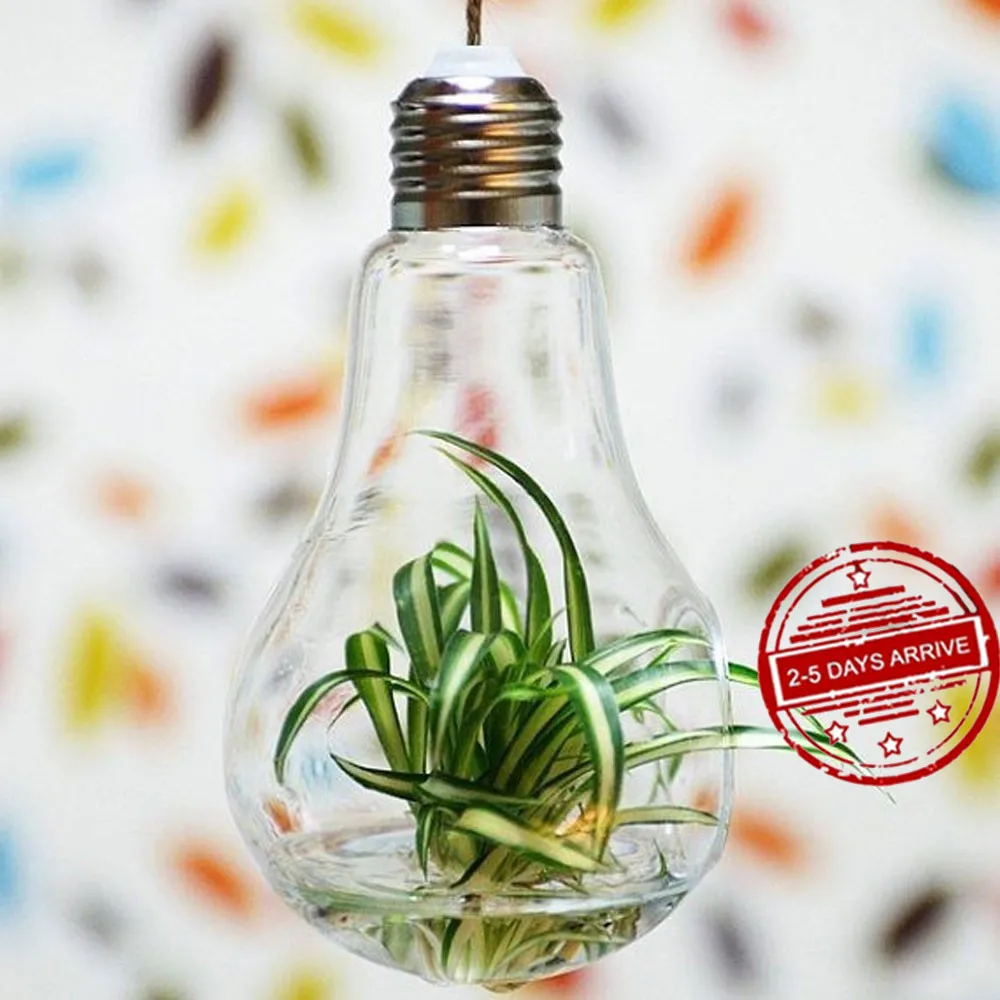 

Clear Bulb Shape Glass Hanging Vase Bottle Terrarium Hydroponic Wedding Decor