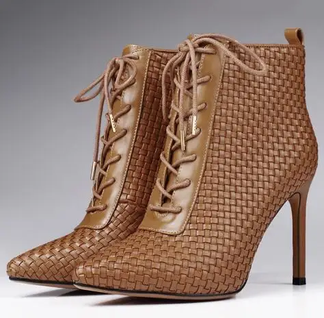 

Spring and autumn women pointed toe high heel ankle boots Ladies'black/brown thin heel short boots Fashion boots Dress shoes
