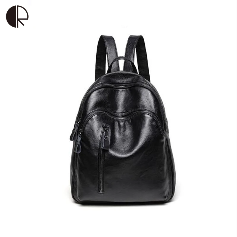 

Cow Leather Backpack for Woman/Ladies Preppy Style Backpacks Youth Backpack Teenage Black Schoolbag Mochila escola Travel Bags