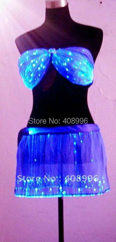

Sexy optical fiber luminous corsage and skirt for performance/fashion show/luminous costume/Show Clothing