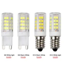 Высокая Яркость E14 G9 SMD 2835 кукурузы мини-лампочка 52 светодиодный энергосберегающий светильник переменного тока 220 V Светодиодный прожектор