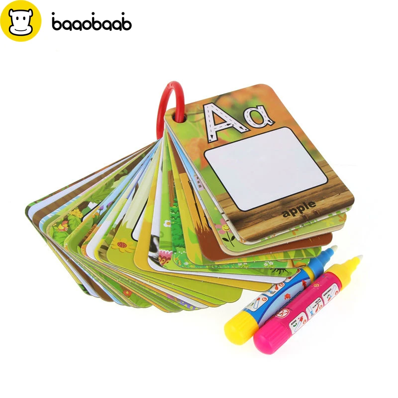 

BAAOBAAB Children 26 Letters Card Water Painting 3D Early Education Cognitive Puzzle Graffiti Drawing Board Colouring Baby Book