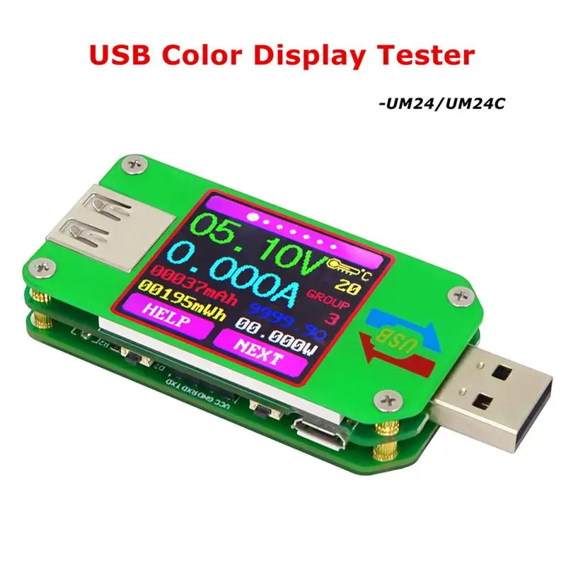 

UM24C USB 2.0 Color LCD Display Tester voltage current meter Voltmeter amperimetro battery charge measure cable resistance