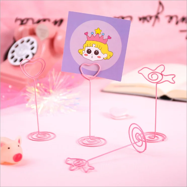 

Note folder iron artwork photo folder business card heart-shaped clip office desktop decoration message girl student cute