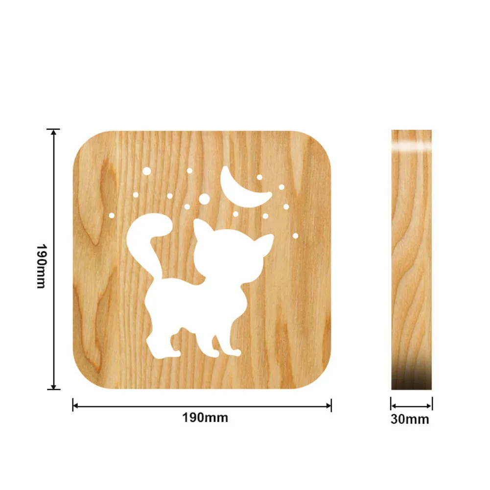 

HOT 3D Kitten Wood Table Lamp LED USB Charging Table Nightlight for Home Bedroom NDS66
