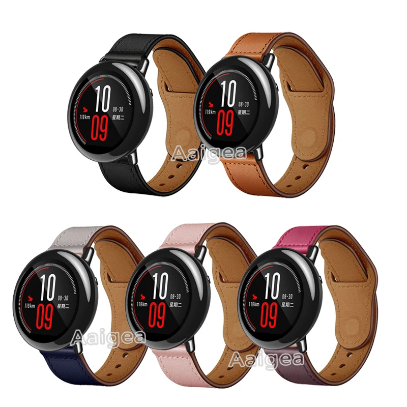 Новые кожаные часы ремешок для Xiaomi Huami Amazfit PACE Смарт часы замена 22 мм ремешок кожаный браслет; унисекс