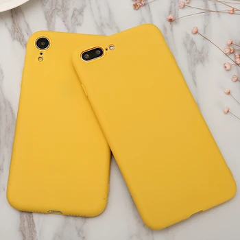 

Simple Plain Phone Case Frosted SOFT TPU Candy Yellow Back Cover For iPhone 8 7 6 6S Plus 5 5S SE Cases For iPhone X Xs Max XR