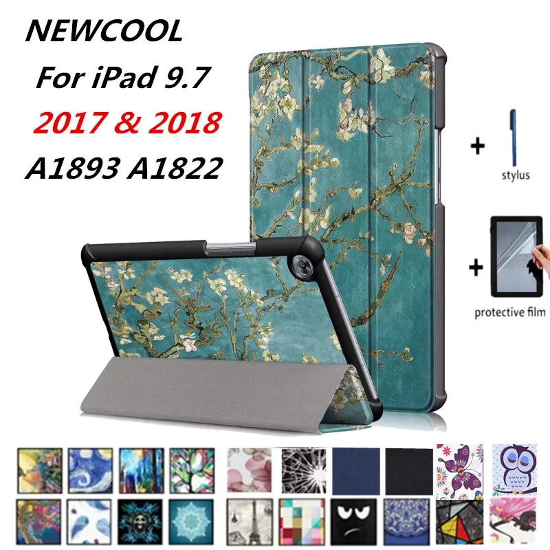 

Color painted PU Leather Case Flip cover For New Ipad 9.7" 9.7 2017 a1822 Tablet case Smart Cover for iPad 9.7 2018 A1893