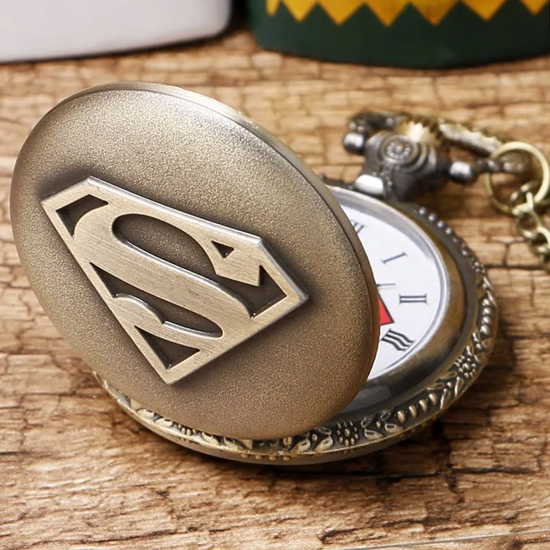 Новое поступление Классический комиксов Супермен кварцевые карманные часы значимый подарок для Для мужчин Для женщин Relogio де Bolso