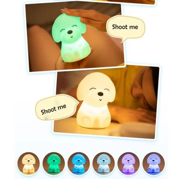 

USB Rechargeable Night Light Lovely Colorful Cartoon Tapping Touch Baby Bedroom Night Lamp