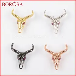 BOROSA стильный Micro Pave CZ Кристалл OX головы шарик, смешанный Цвет моды скота Longhorn разъем бусы для изготовления ювелирных изделий WX864