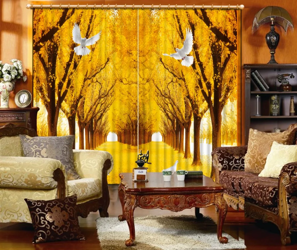 

Beautiful Photo Fashion Customized 3D Curtains Golden grove Bed room Living room Office Hotel Cortinas curtain for living