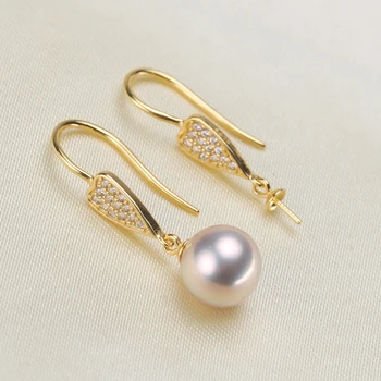 

S925 Sterling Silver Drop Earrings Fittings Classic&Elegant Pearl Earrings Settings 3Pairs/Lot
